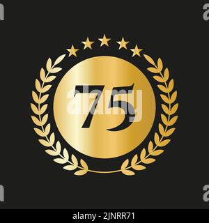 75. Jahre Jubiläumsfeier Icon Vektor Logo Design-Vorlage mit Golden Concept Stock Vektor