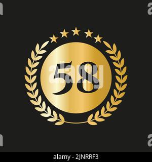 58 Jahre Jubiläumsfeier Icon Vektor Logo Design-Vorlage Mit Golden Concept Stock Vektor