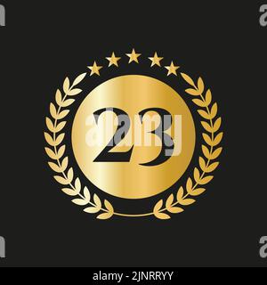 23 Jahre Jubiläumsfeier Icon Vektor Logo Design-Vorlage Mit Golden Concept Stock Vektor