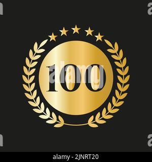 100. Jahre Jubiläumsfeier Icon Vektor Logo Design-Vorlage mit Golden Concept Stock Vektor
