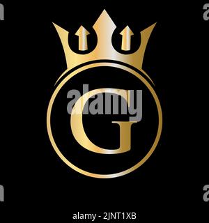 Luxusbuchstabe G Crown Logo. Kronenlogo auf Buchstabe G Vektor-Vorlage für Schönheit, Mode, Stern, elegantes Zeichen Stock Vektor