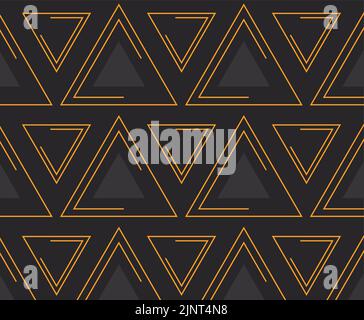 Schwarzer Hintergrund mit gelben Neon-Dreiecken Stock Vektor