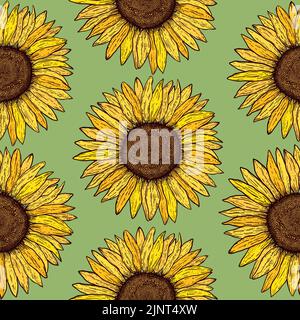 Nahtlose Muster mit Sonnenblumen Stock Vektor