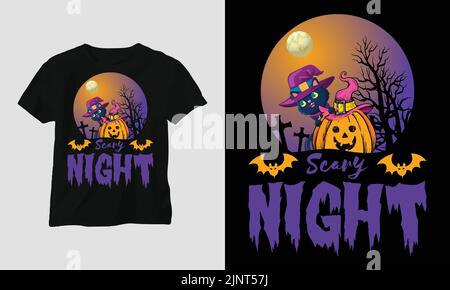 Halloween Day Special T-Shirt Grafik mit „Halloween“ Design-Vektor Grafik-Design-T-Shirt, mag, Aufkleber, Wandmatte, etc. Design-Vektor Grafik Stock Vektor