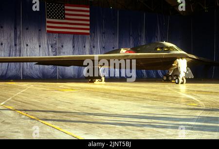 Northrup B-2 Bomber auf der Edwards Air Force Base, Mojave, Kalifornien, ausgestellt Stockfoto