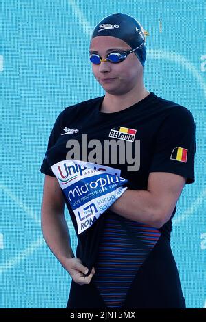 Der Belgier Valentine Dumont im Vorfeld der Frauen-Freestyle 200m bei den Europameisterschaften im Schwimmen in Rom, Italien, Samstag, 13. August 2022. Die Schwimmeuropameisterschaften 2022 finden vom 11. Bis 21. August statt. BELGA FOTO NIKOLA KRSTIC Stockfoto