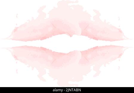 Abstrakter Aquarell-Fleck in Form von Lippen in einer trendigen, weichen rosa Farbe auf transparentem Hintergrund. Zusammenfassung. Isolieren Stock Vektor