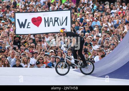 Marin RANTES (Kroatien, Bronzemedaille). BMX Freestyle Männer. Europameisterschaften München 2022 Stockfoto