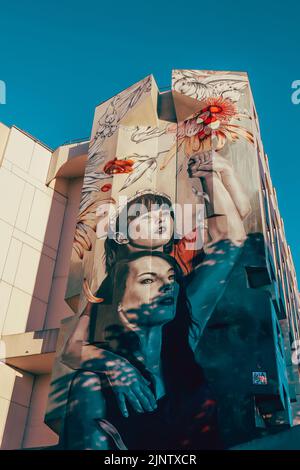 Wunderschönes Wandgemälde in Montmartre, Paris Stockfoto