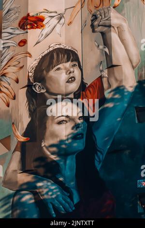 Wunderschönes Wandgemälde in Montmartre, Paris Stockfoto