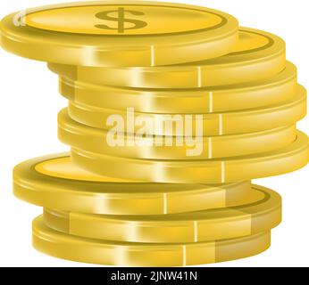 Stapel von Golddollar-Münzen, Reichtum und Finanzen Stock Vektor