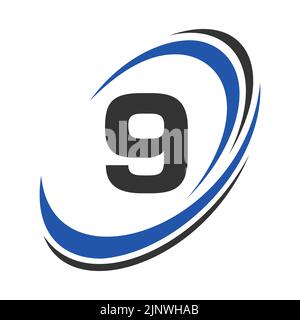 Anfangsbuchstabe 9 Logo Firmenname einfaches und modernes Logo-Design für Geschäfts- und Firmenidentität Stock Vektor