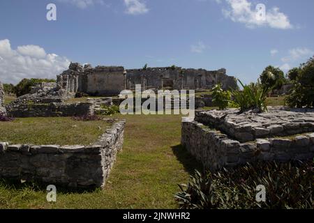 Die Ruinen der alten Maya-Stadt Tulum in Quintana Roo, Mexiko Stockfoto