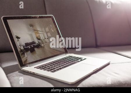 Schnittstelle des Videoübertragungsdienstes. Abonnementservice. Streaming-Video. Kommunikationsnetzwerk Stockfoto