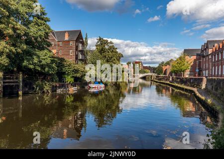 River Wensum; Norwich; Norfolk; Großbritannien Stockfoto