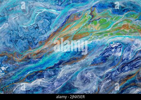 Abstrakte Malerei Hintergrund, Textur in blauer Farbe. Stockfoto