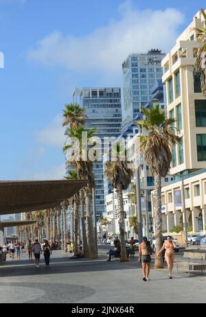 Die malerische Uferpromenade in Tel Aviv, Israel. Stockfoto