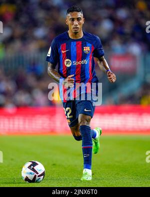 Raphael Dias Belloli Raphina vom FC Barcelona während des La Liga-Spiels zwischen dem FC Barcelona und Rayo Vallecano spielte am 13. August 2022 im Spotify Camp Nou Stadium in Barcelona, Spanien. (Foto von Sergio Ruiz / PRESSINPHOTO) Stockfoto