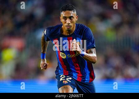 Raphael Dias Belloli Raphina vom FC Barcelona während des La Liga-Spiels zwischen dem FC Barcelona und Rayo Vallecano spielte am 13. August 2022 im Spotify Camp Nou Stadium in Barcelona, Spanien. (Foto von Sergio Ruiz / PRESSINPHOTO) Stockfoto