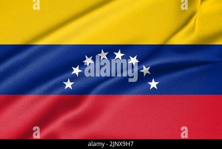 Nationalflagge Venezuela, Venezuela-Flagge, Stoffflagge Venezuela, 3D Arbeit und 3D Bild Stockfoto