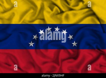 Nationalflagge Venezuela, Venezuela-Flagge, Stoffflagge Venezuela, 3D Arbeit und 3D Bild Stockfoto