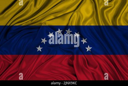 Nationalflagge Venezuela, Venezuela-Flagge, Stoffflagge Venezuela, 3D Arbeit und 3D Bild Stockfoto