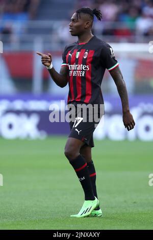 Mailand, Italien. 13. August 2022. Rafael Leao von AC Milan Gesten während der Serie A Spiel zwischen AC Mailand und Udinese Calcio im Stadio Giuseppe Meazza am 13. August 2022 in Mailand, Italien . Quelle: Marco Canoniero/Alamy Live News Stockfoto