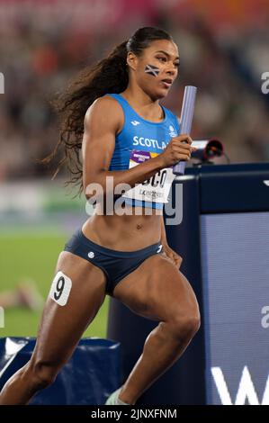 Nicole Yeargin aus Schottland, die am 7.. August 2 im Alexander Stadium, Birmingham, England, beim 4x400-m-Finale der Frauen bei den Commonwealth Games antritt Stockfoto