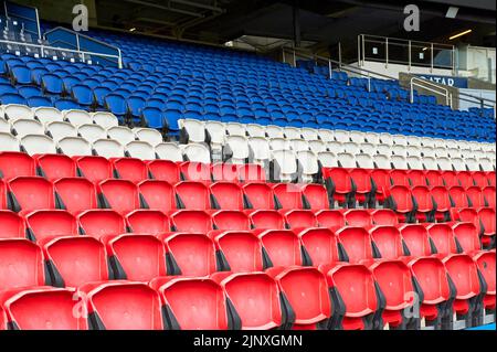 Trecolor Tribunes des Parc des Princes, Paris Stockfoto