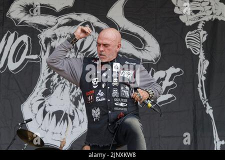 Catton Park, Großbritannien, 14. August 2022, Violence tritt auf der Hauptbühne des Bloodstock Open Air Festivals auf. Kredit: Will Tudor/Alamy Live Nachrichten Stockfoto