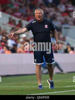 Middlesbrough, Großbritannien. 14.. August 2022. Middlesbrough Chris Wilder während des Sky Bet Championship-Spiels zwischen Middlesbrough und Sheffield United im Riverside Stadium, Middlesbrough, am Sonntag, 14.. August 2022. (Kredit: Michael Driver | MI Nachrichten) Kredit: MI Nachrichten & Sport /Alamy Live Nachrichten Stockfoto