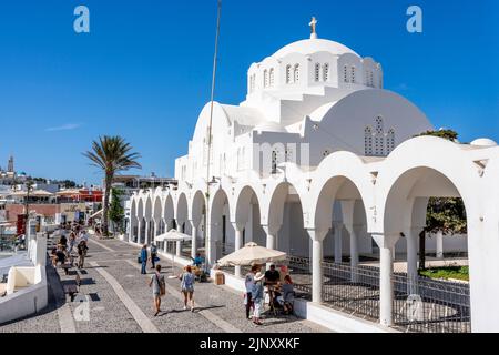 Candlemas Holy Orthodoxe Kirche/Kathedrale, Thira, Santorini, Griechische Inseln, Griechenland. Stockfoto