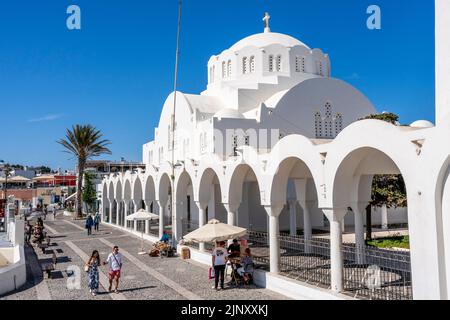 Candlemas Holy Orthodoxe Kirche/Kathedrale, Thira, Santorini, Griechische Inseln, Griechenland. Stockfoto