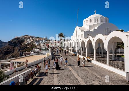 Candlemas Holy Orthodoxe Kirche/Kathedrale, Thira, Santorini, Griechische Inseln, Griechenland. Stockfoto