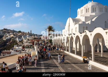 Candlemas Holy Orthodoxe Kirche/Kathedrale, Thira, Santorini, Griechische Inseln, Griechenland. Stockfoto