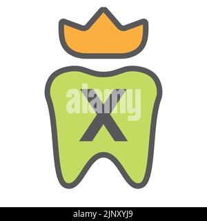 Dental Logo Design auf Buchstabe X Krone Symbol. Zahnpflege Logo-Zeichen, Klinik Zahn König Logo-Design Mit Luxus-Vektor-Vorlage Stock Vektor