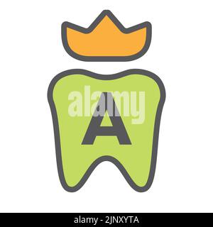 Dental Logo Design auf Brief Eine Krone Symbol. Zahnpflege Logo-Zeichen, Klinik Zahn König Logo-Design Mit Luxus-Vektor-Vorlage Stock Vektor