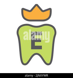 Dental Logo Design auf Buchstabe E Krone Symbol. Zahnpflege Logo-Zeichen, Klinik Zahn König Logo-Design Mit Luxus-Vektor-Vorlage Stock Vektor