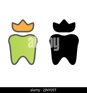 Dental Logo Design Crown Symbol. Zahnpflege Logo-Zeichen, Klinik Zahn König Logo-Design Mit Luxus-Vektor-Vorlage Stock Vektor