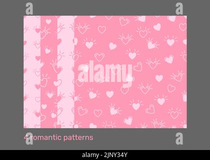 Pastell-Set aus Herz und süßrosa Muster, für Valentinstag, Musterfelder, Vektor, endlose Textur kann für Tapeten, Musterfüllungen verwendet werden Stock Vektor