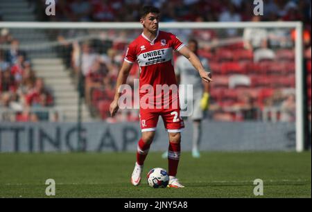 Middlesbrough, Großbritannien. 14.. August 2022. Darragh Lenihan von Middlesbrough während des Sky Bet Championship-Spiels zwischen Middlesbrough und Sheffield United am Sonntag, 14.. August 2022 im Riverside Stadium, Middlesbrough. (Kredit: Michael Driver | MI Nachrichten) Kredit: MI Nachrichten & Sport /Alamy Live Nachrichten Stockfoto