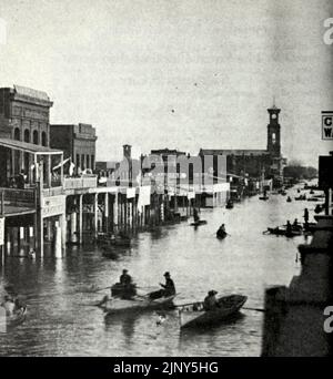 Sacramento City, Kalifornien, während der großen Flut von 1862 - K Street östlich von der Fourth Street Stockfoto