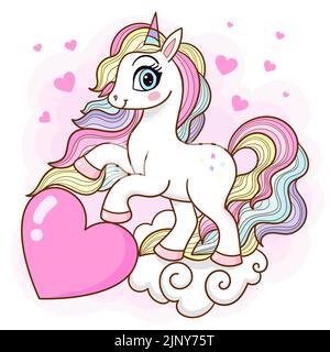 Niedliches Einhorn mit Herz. Vektor-Illustration für Babys Stock Vektor