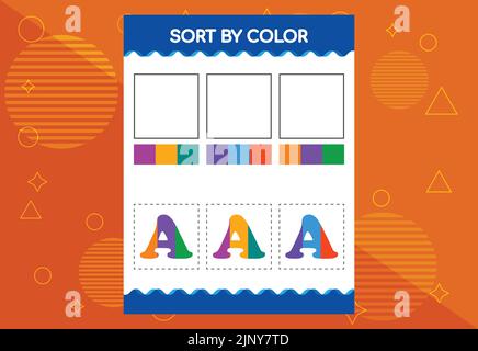 Alphabet A sortiert nach Farbe für Kinder. Gut für Schul- und Kindergartenprojekte Stock Vektor