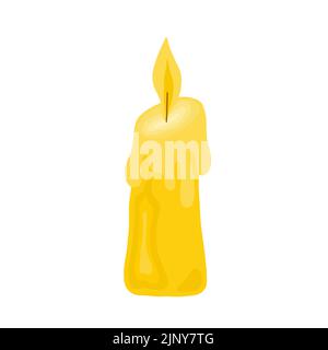 Kerze einfache Vektor Cartoon flache Stil Illustration, Clipart nützlich für Weihnachten oder Halloween Feiertagsdekoration, Hexerei Attribut Doodle handgezeichnetes Bild, Gothic mystisches Design Stock Vektor
