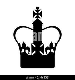 Schwarze Silhouette der britischen Kaiserkrone. Vektordarstellung von Kronjuwelen des Vereinigten Königreichs, Symbol der Monarchie Stock Vektor