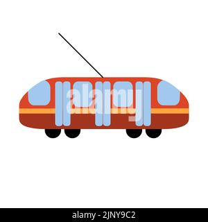 Isolierter roter Trolleybus auf weißem Hintergrund. Stock Vektor