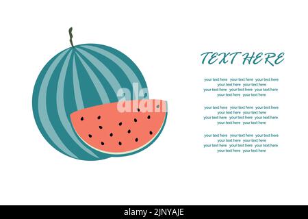Reife Wassermelone mit einer Scheibe in einem Schnitt auf einem isolierten Hintergrund für eine Inschrift. Stock Vektor