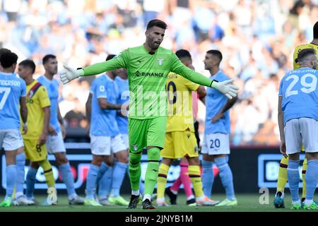 Roma, Italien. 14. August 2022. Arantes Maximiano Luis Manuel von der SS Lazio wurde während des Fußballspiels der Serie A zwischen der SS Lazio und dem FC Bologna im Olimpico-Stadion in Rom (Italien) am 14.. August 2022 ausgeworfen. Foto Antonietta Baldassarre/Insidefoto Kredit: Insidefoto di andrea staccioli/Alamy Live News Stockfoto