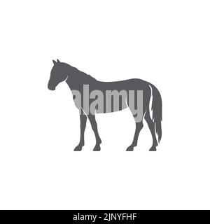Pferd realistische Silhouette Logo-Design. Pferdepiktogramm. Seitenansicht des Pferdes. Vektorgrafik Stock Vektor